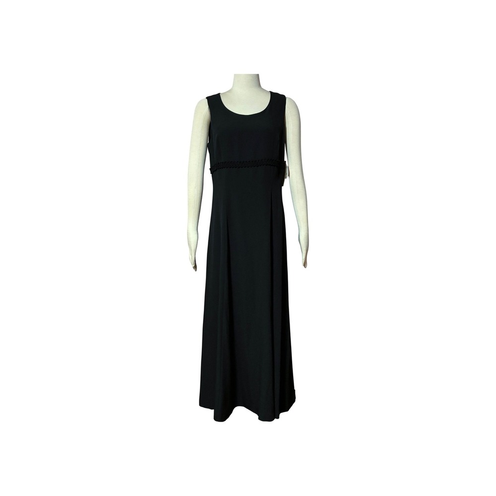 Studio By Pat Argenti Black Sleeveless Maxi Dress Braided Empire Waist Size 12